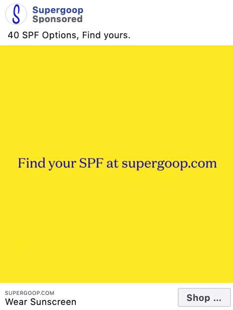 Supergoop Facebook Ad Example