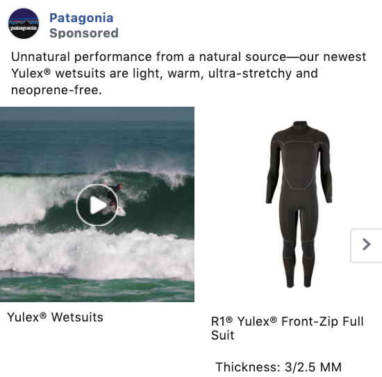 Patagonia Carousel Facebook Ad Example