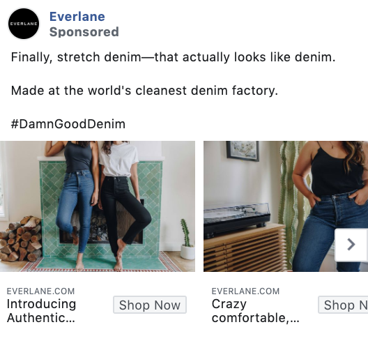 Everlane Carousel Facebook Ad Example