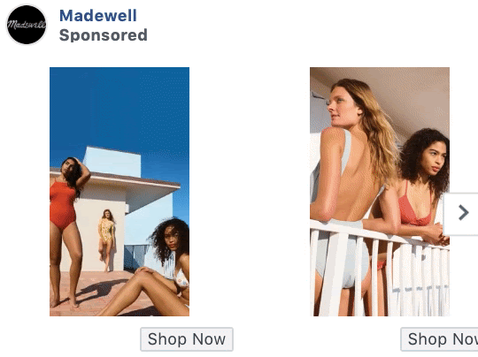 Ví dụ về quảng cáo trên Facebook của băng chuyền Madewell