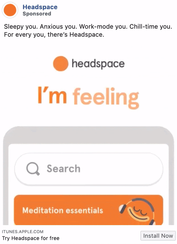 Headspace Facebook ad