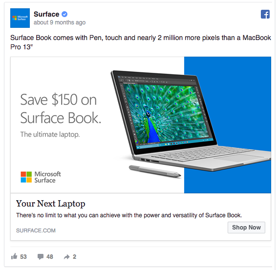 Surface has 2 million more pixels than a MacBook Pro