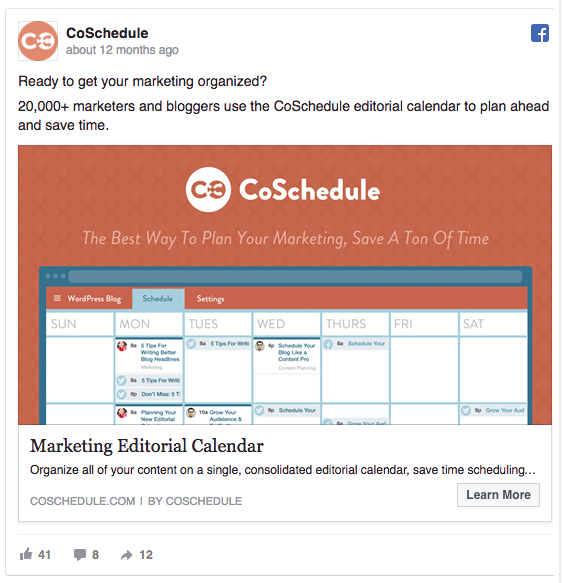 CoSchedule’s Facebook ad gets so many things right