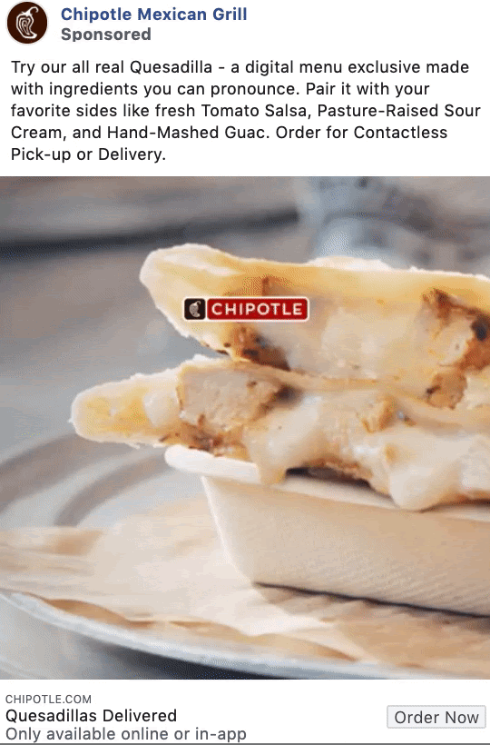 facebook video ad for chipotle.com