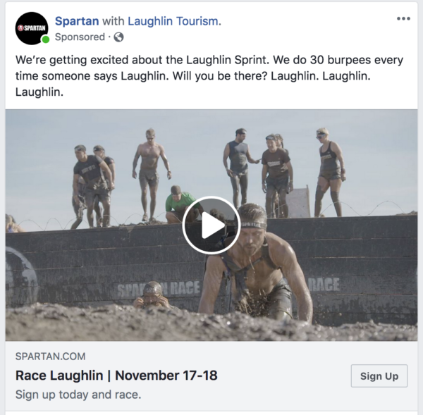 A video ad by Spartan is a great way to show me what I can expect at the Laughlin Sprint. (Looks like I can expect… mud.)