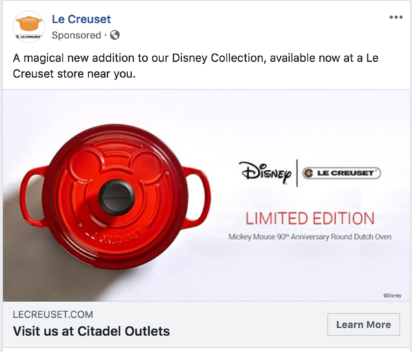 This Le Creuset ad is an example of a photo ad.