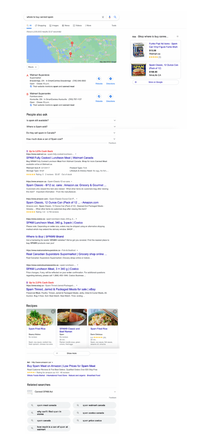 A default SERP page