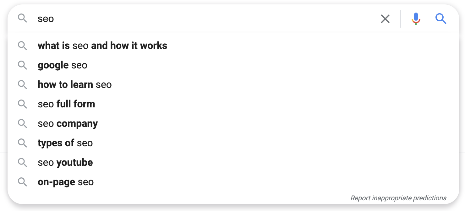 keyword research seo google search
