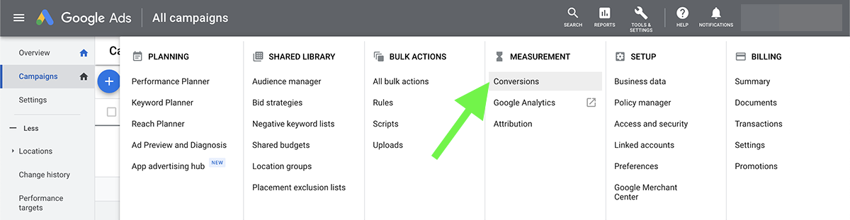 Google Ads measurement options