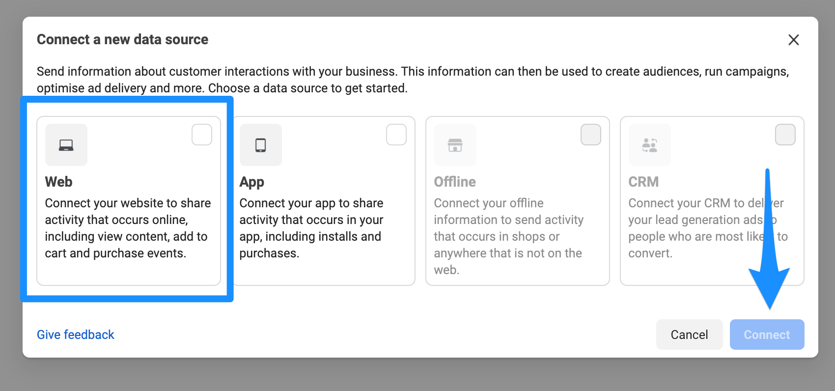 Connect Web to share activity