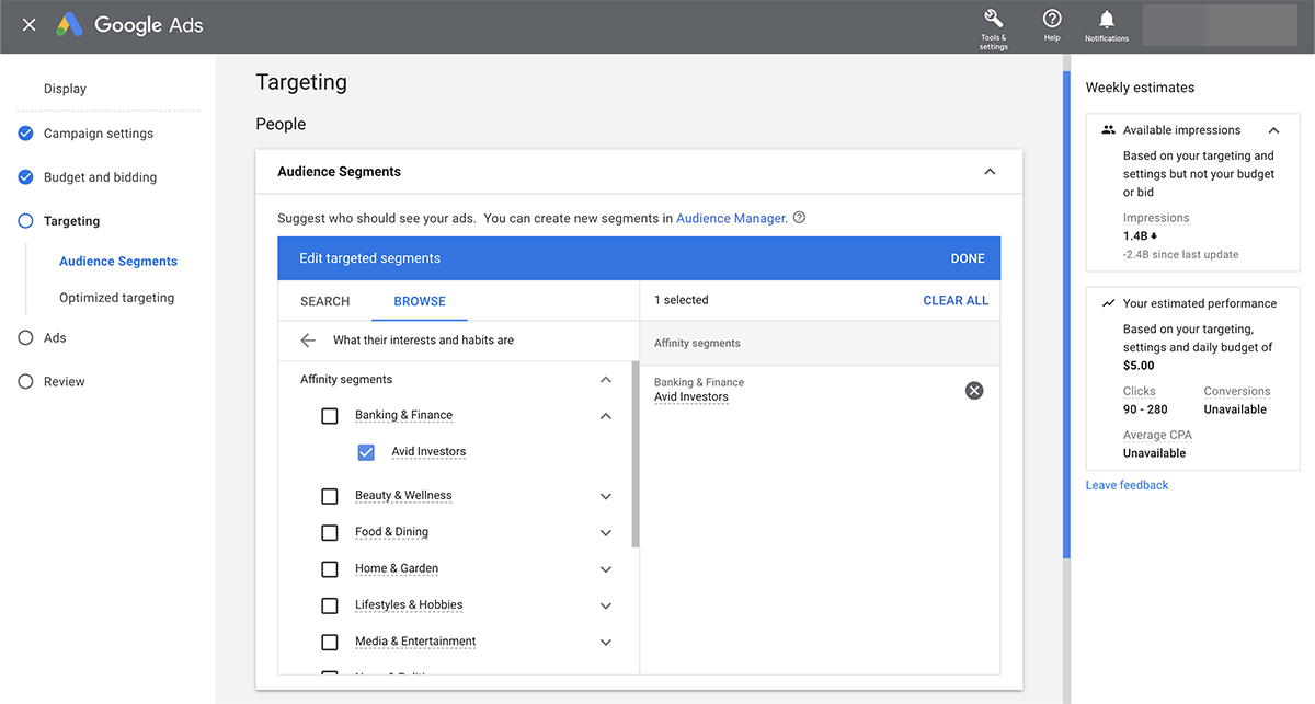 Google ads affinity audiences