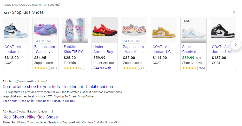 Google Shopping Ad SERP