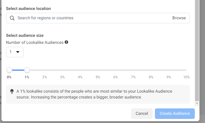 facebook lookalike audience size percentage