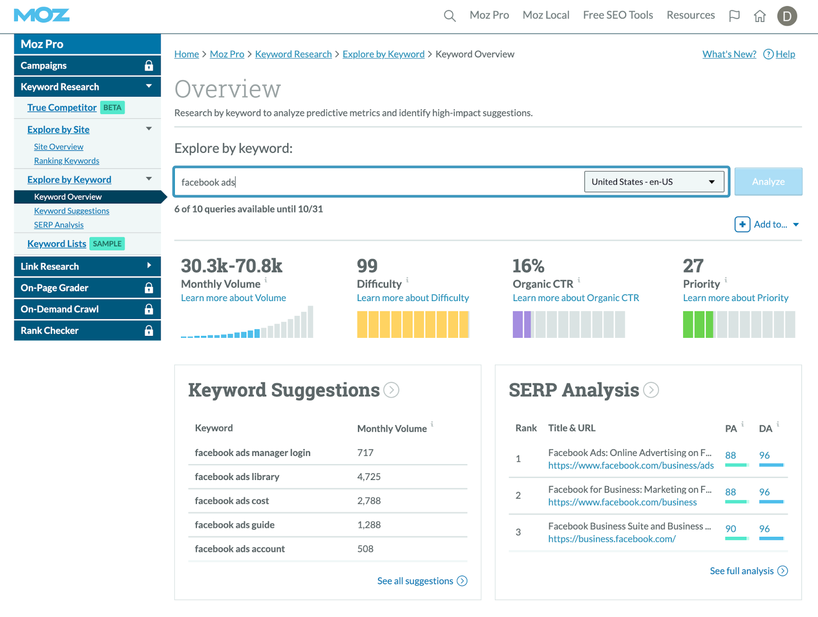 keyword research tools moz keyword explorer