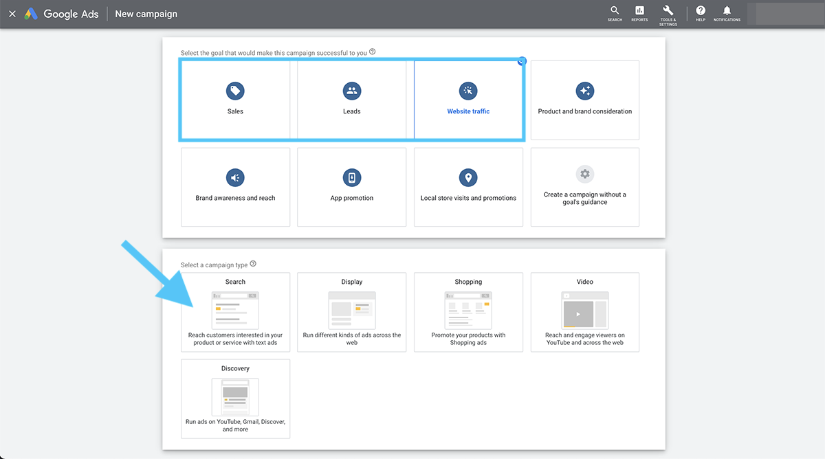 Google Ads new campaign