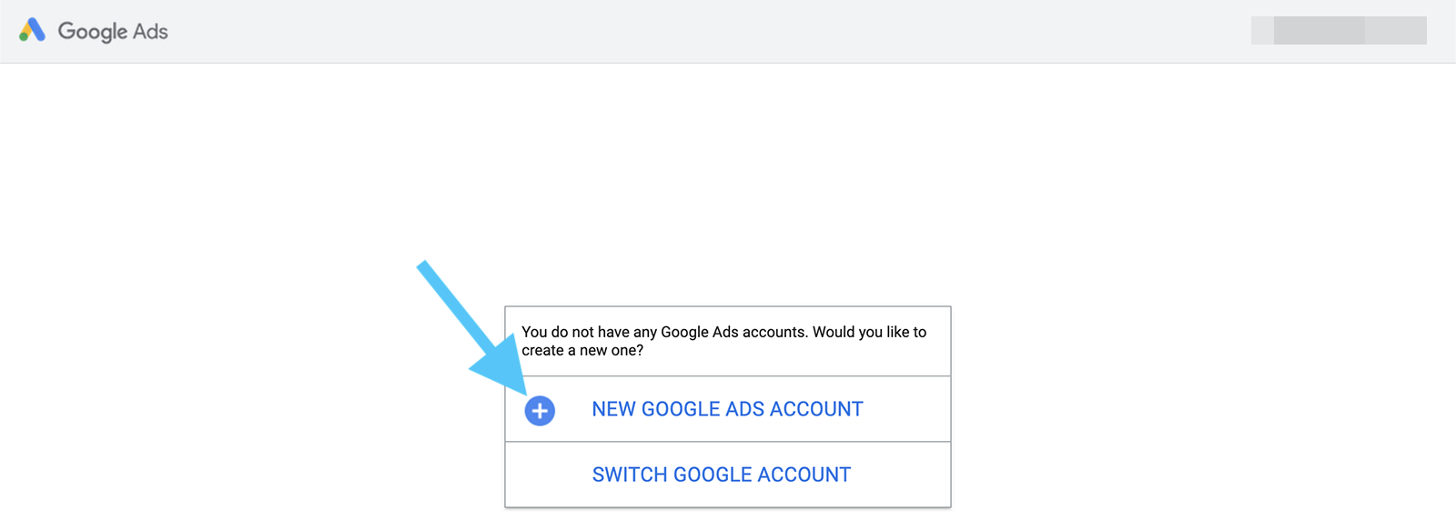 google ads add new account