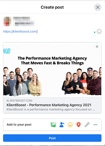 facebook marketing klientboost post