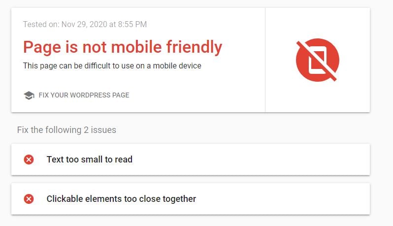 Google’s Mobile-Friendly Test when not friendly