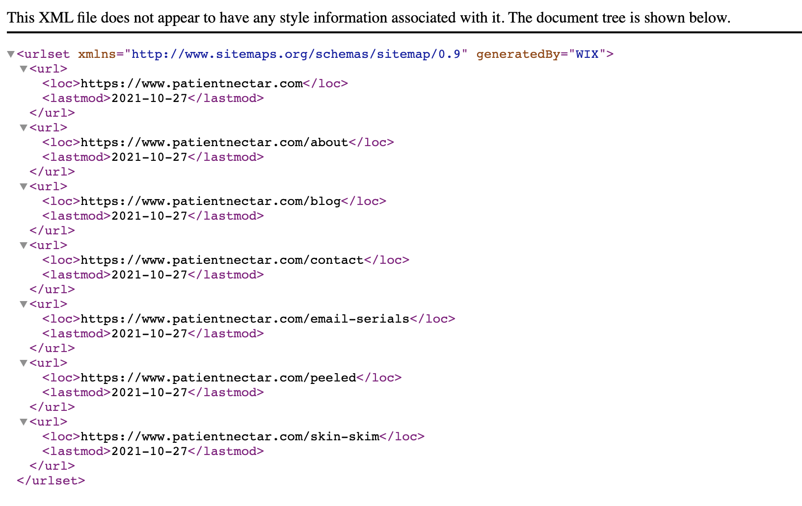 Auto-create sitemap