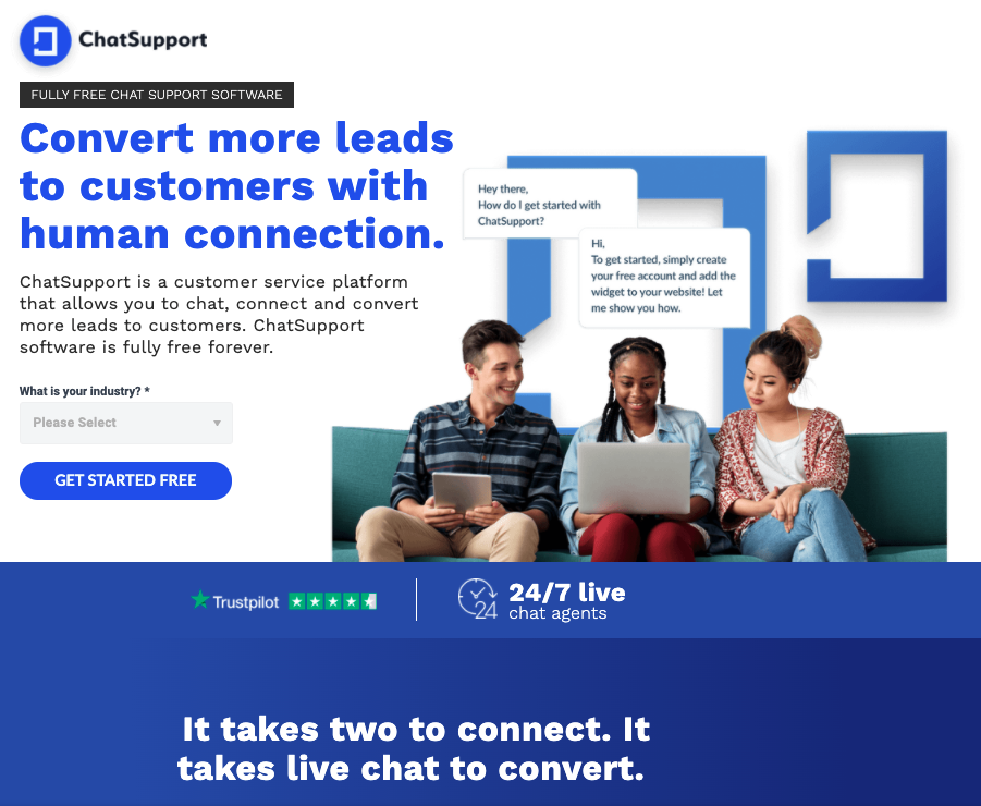 ChatSupport landing page