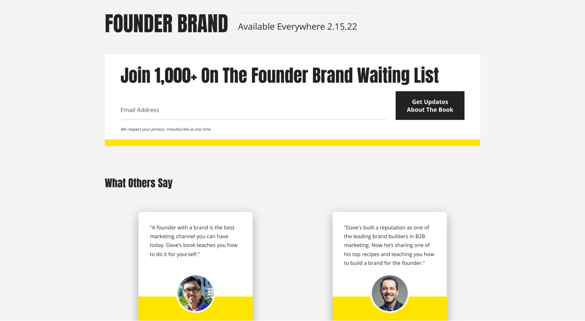 Founder Brand squeeze page