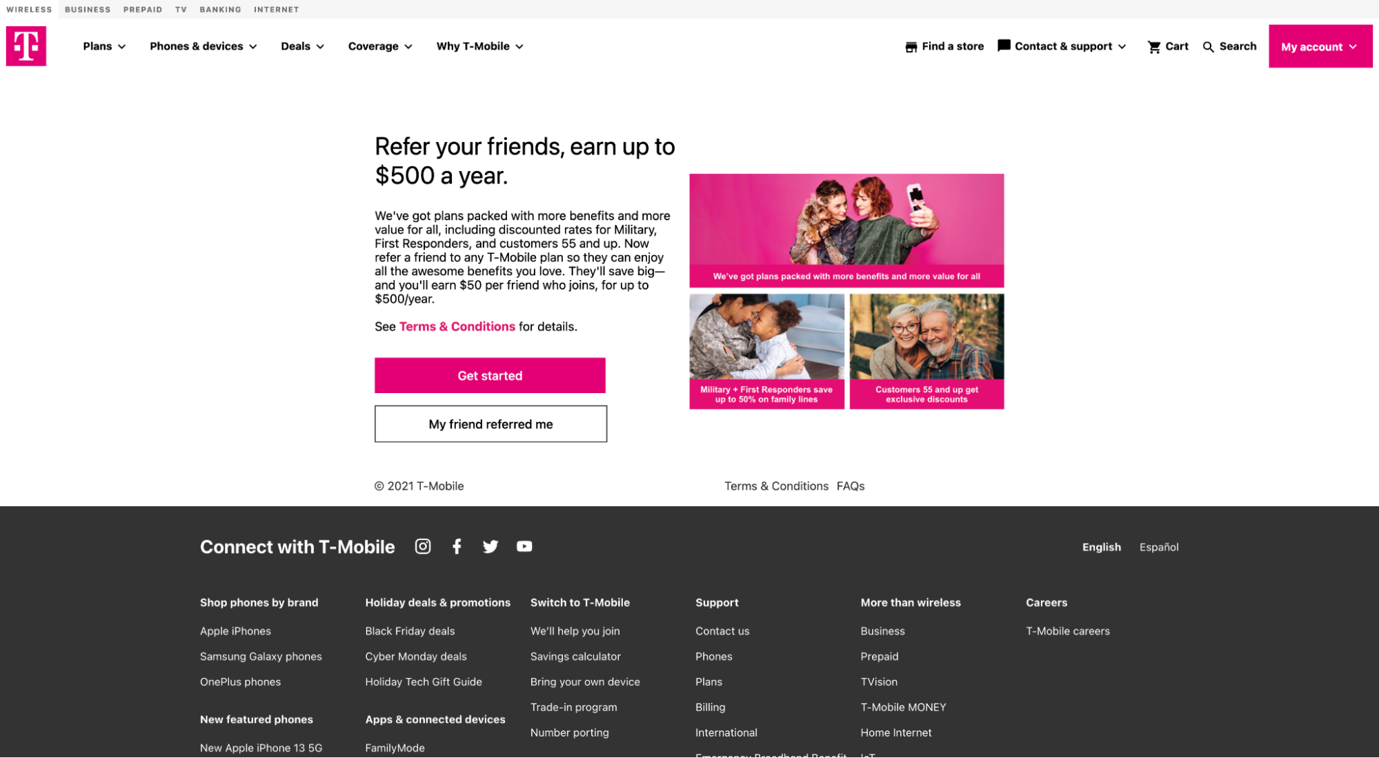 T-Mobile referral page