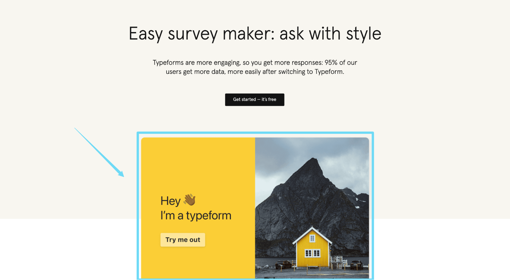 Typeform landing page with demo