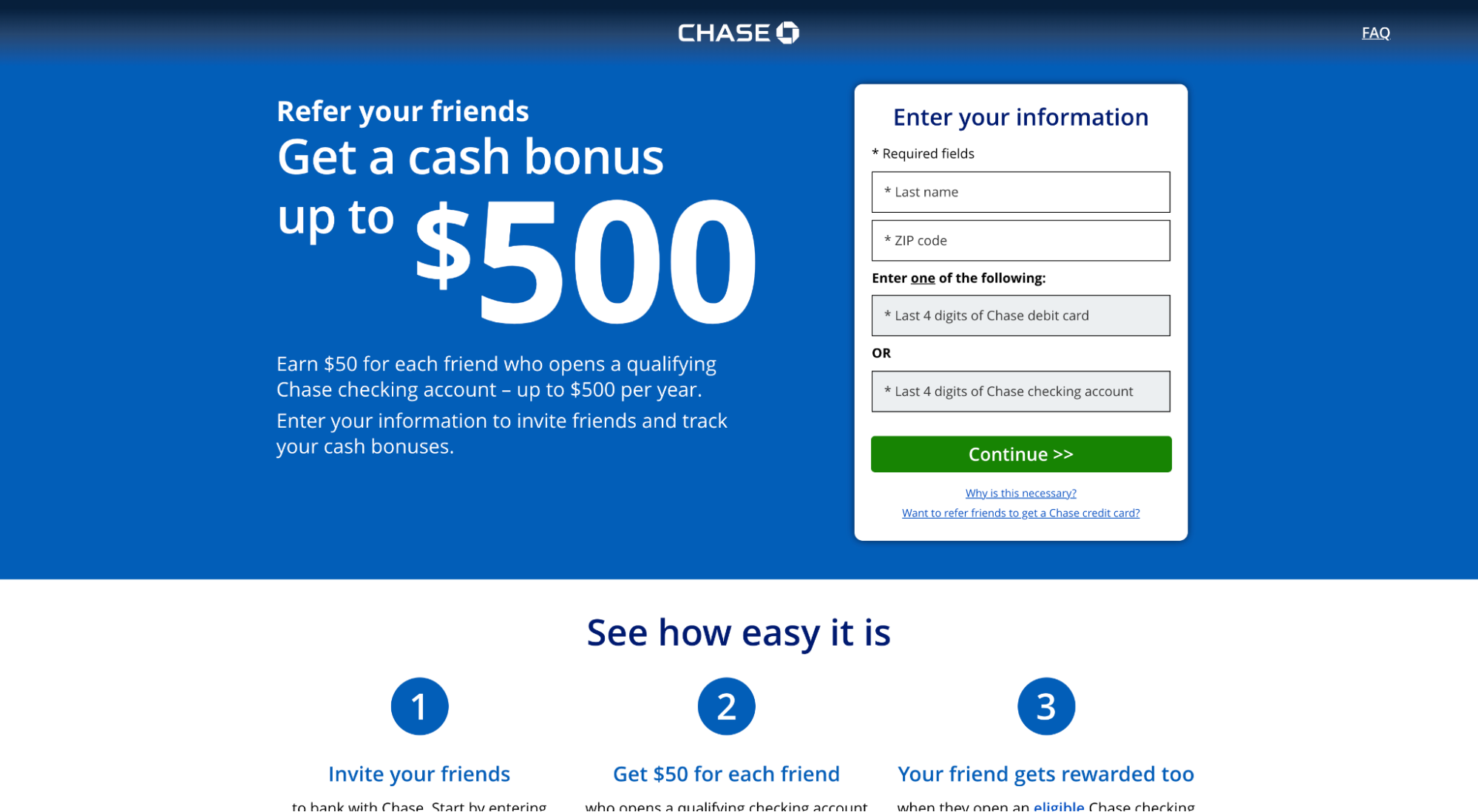 Chase referral page