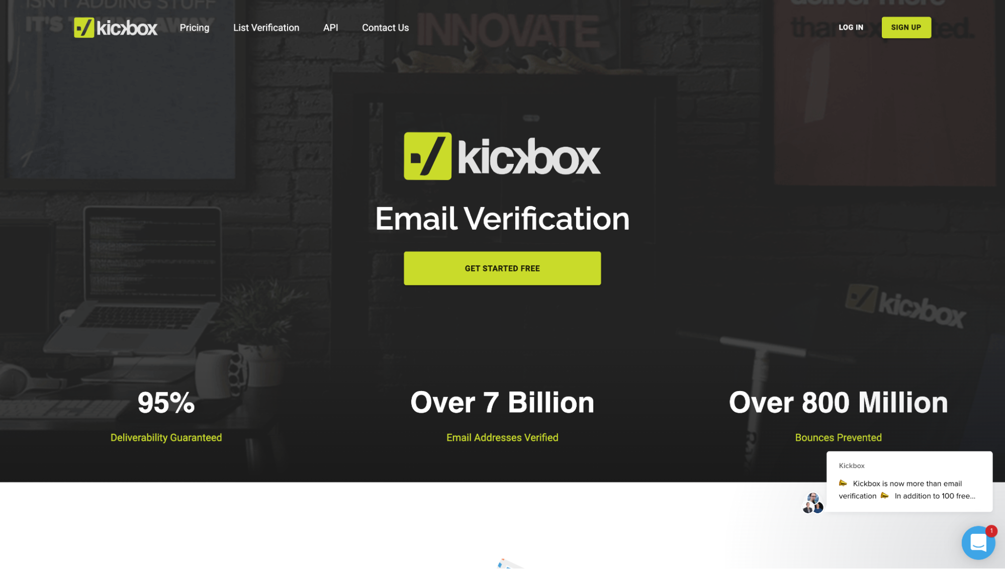 KickBox landing page
