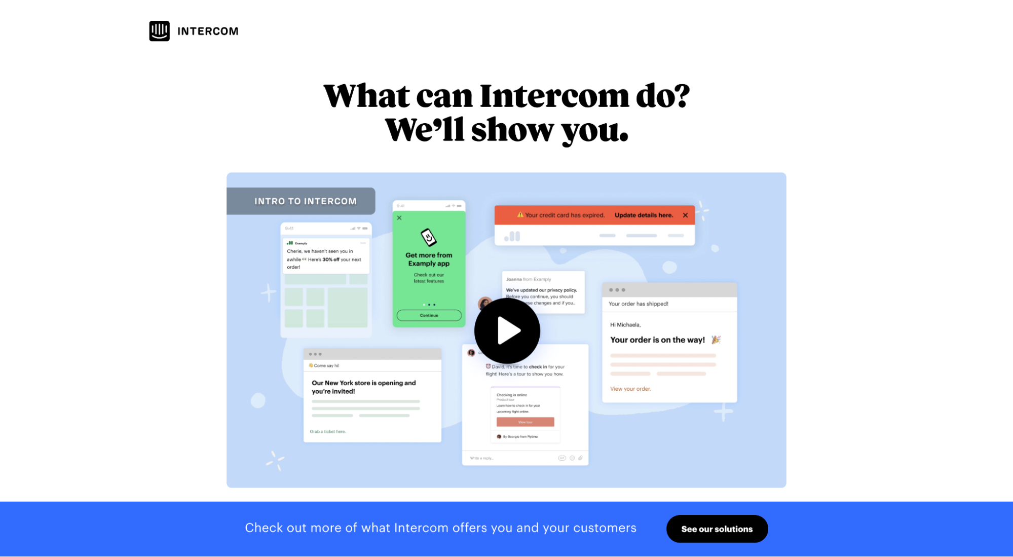 Intercom’s free demo landing page