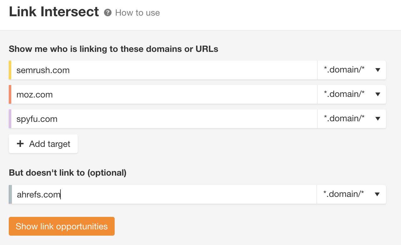 Ahrefs link intersect