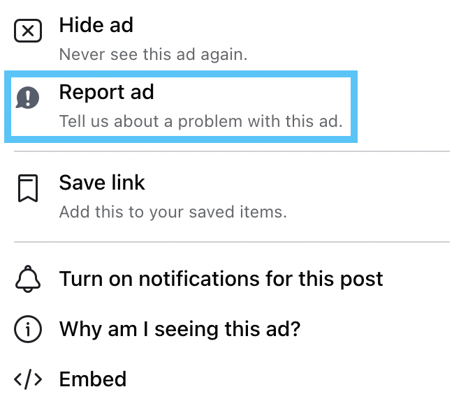 Facebook users report ads