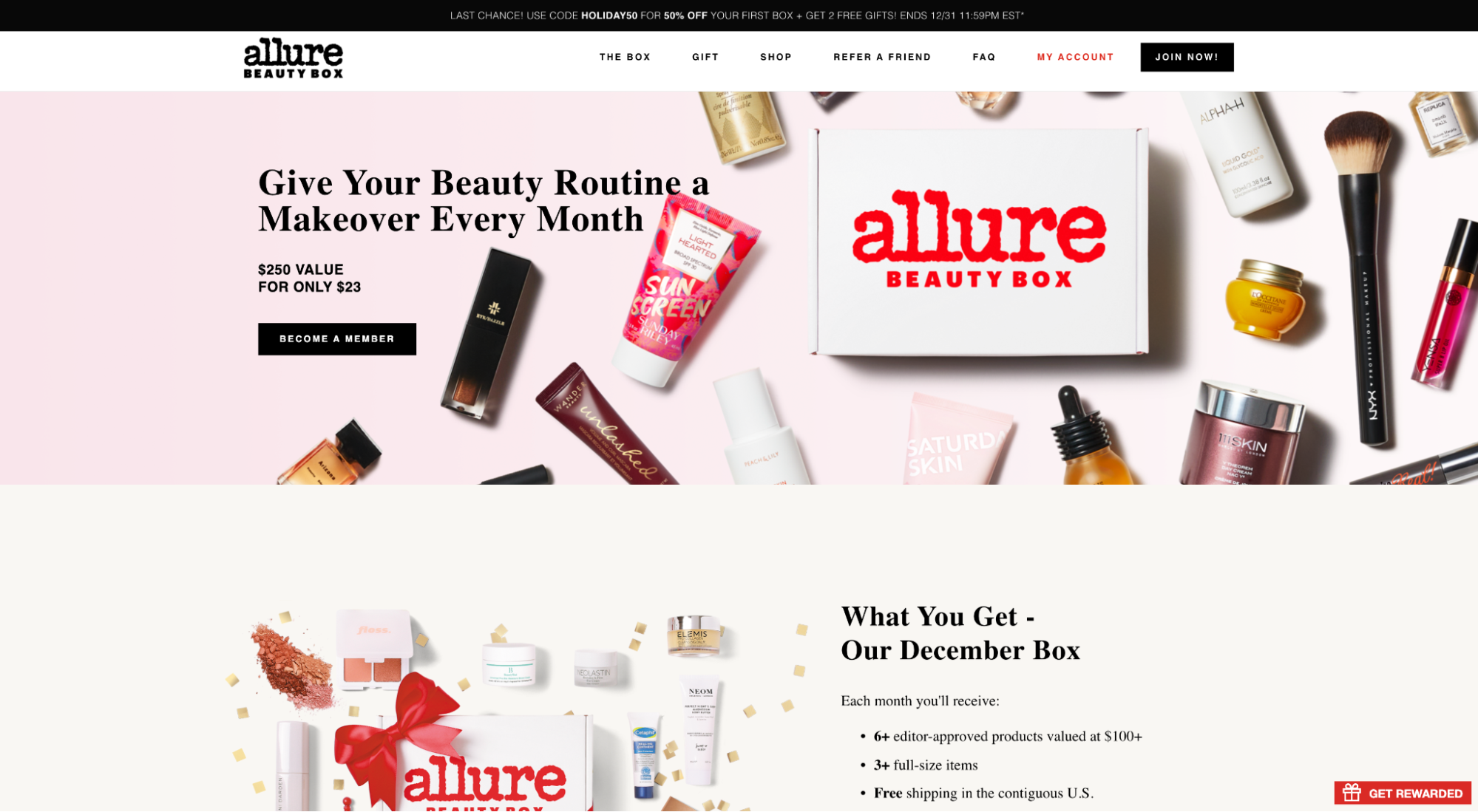 Allure Beauty Box click-through page