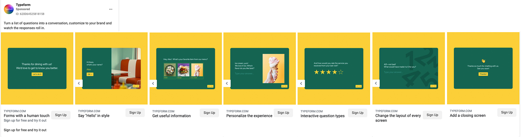 Typeform carousel ad