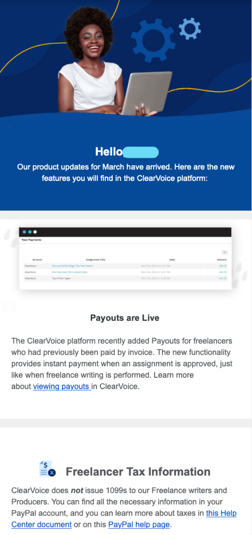 Clearvoice email example