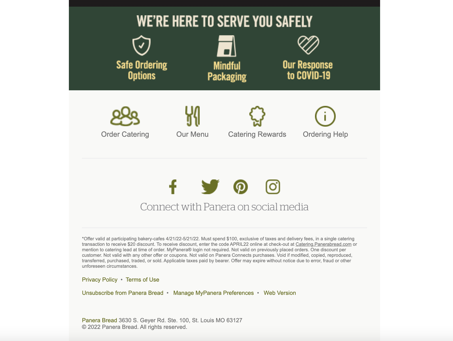 Panera Bread commercial email example