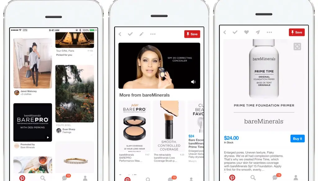 Various ad formats on Pinterest