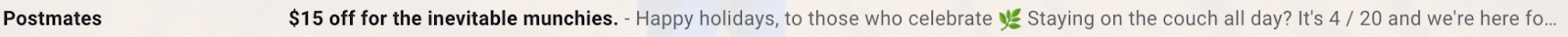 Postmates email subject line