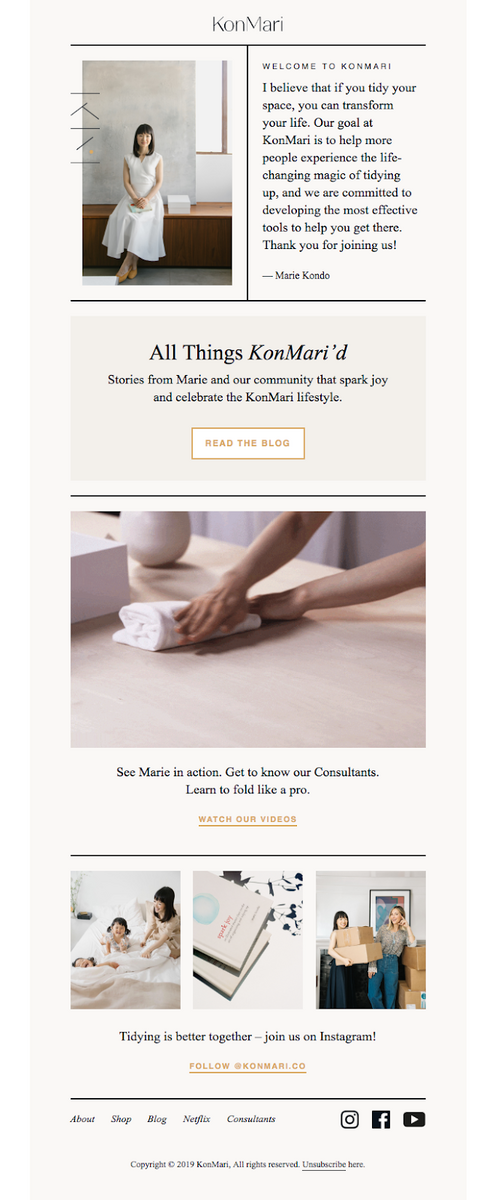 KonMari confirmation email example