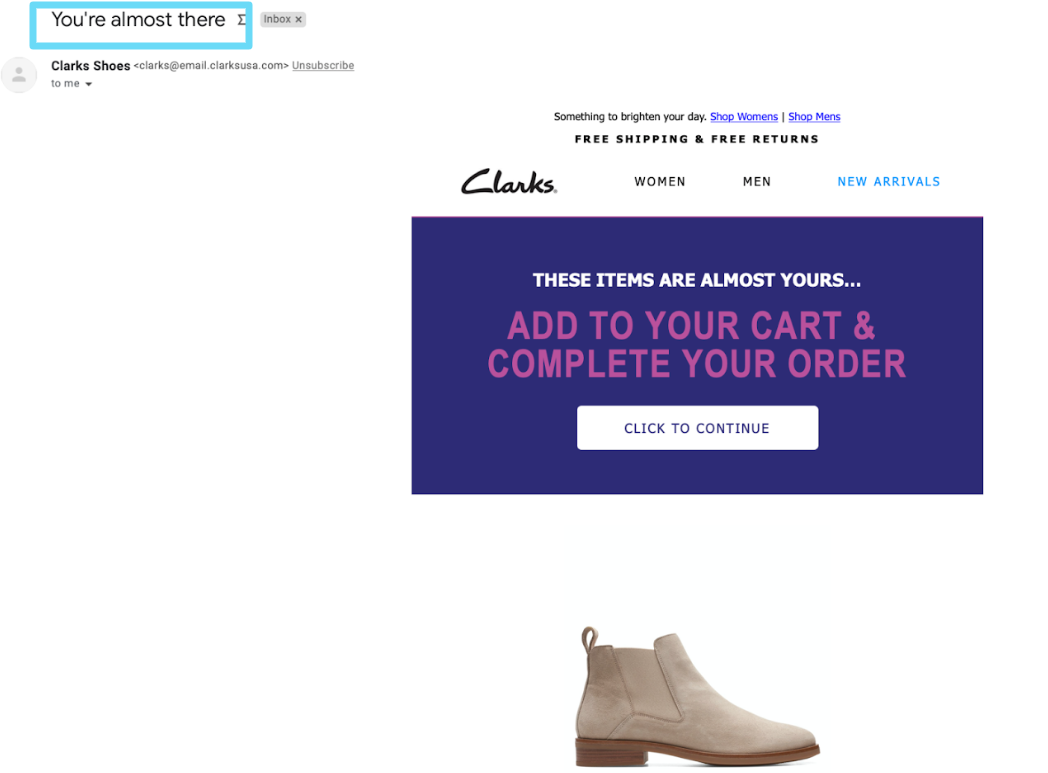 Clarks email marketing