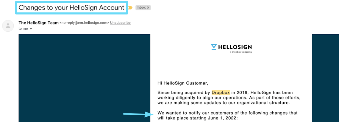 Hellosign email example