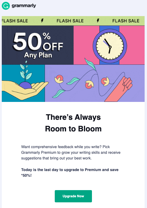 Grammarly promotional email example