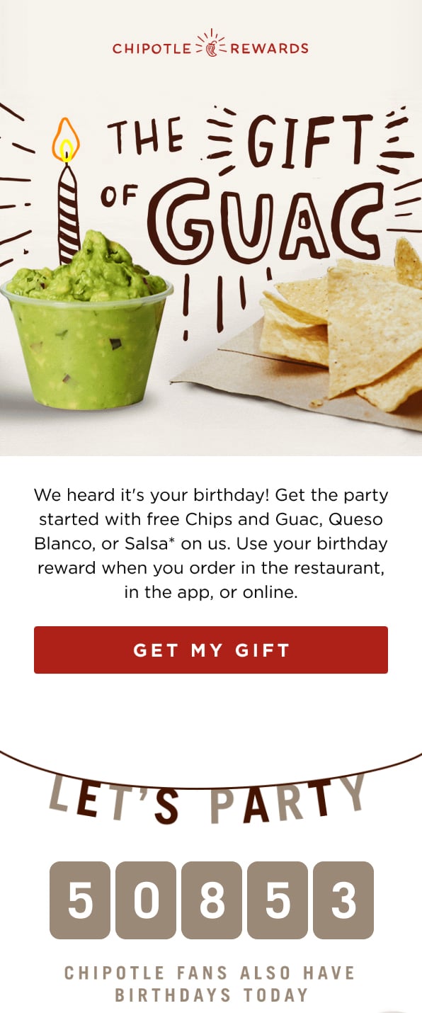 Chipotle promotional email example