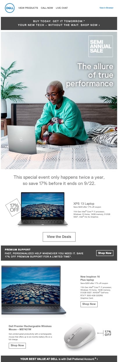 Dell promotional email example