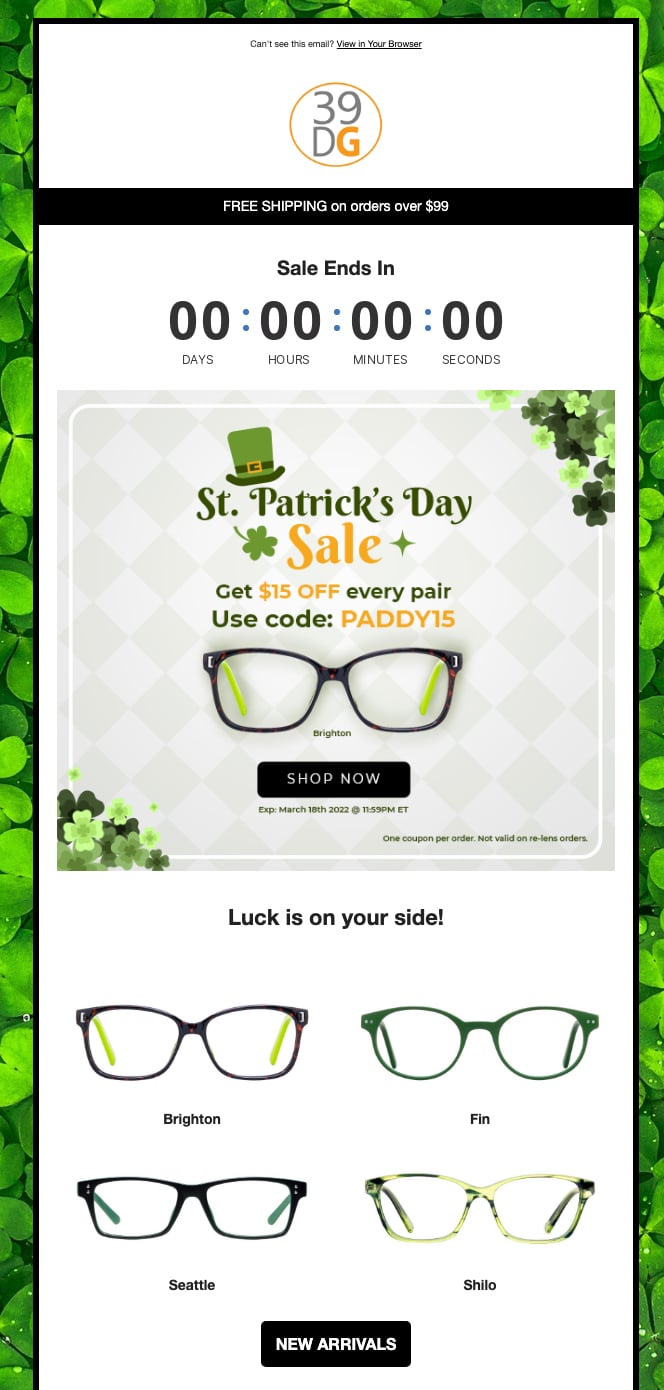 39DollarGlasses.com promotional email example
