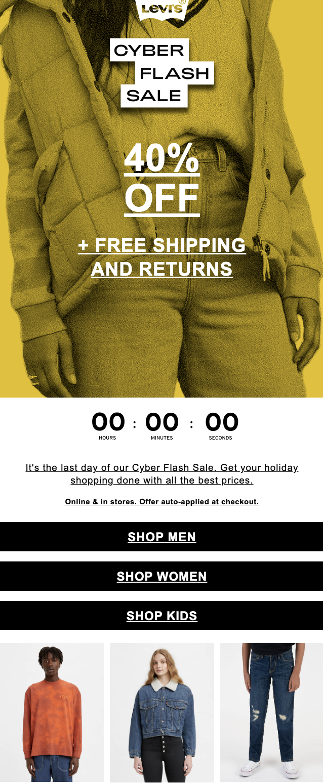 Levi's promotional email example