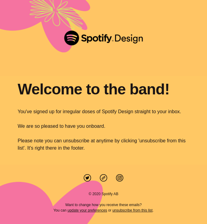 Spotify welcome email example