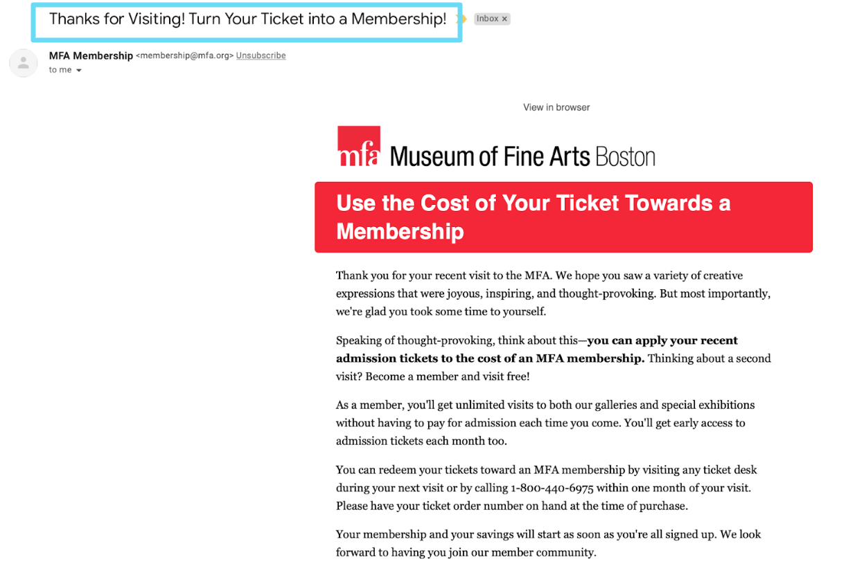 museum of fine arts follow-up email
