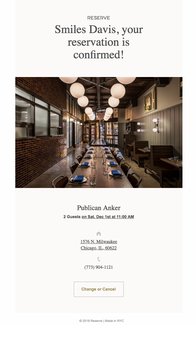 Publican Anker confirmation email example