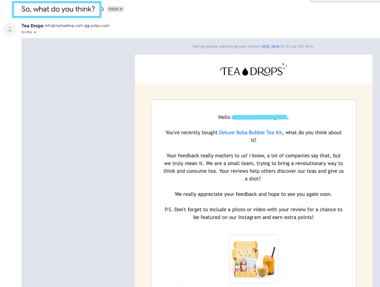 Teadrops email marketing